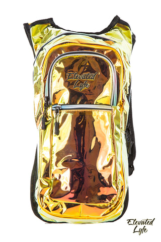 Gold Holographic w/ LIGHT UP EL WIRE - CLASSIC Collection V2 Hydration Pack (2L) - Elevated Lyfe